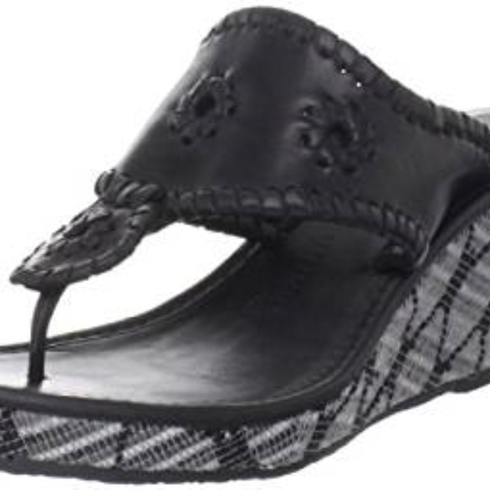 Jack Rogers Straw Mid Wedge Sandals